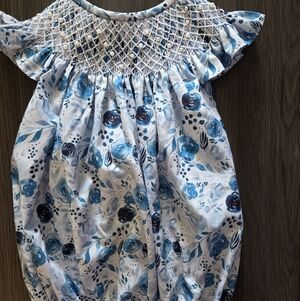 Smocked Floral Bubble with Pearls